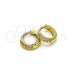 Oro Laminado Huggie Hoop, Gold Filled Style with Pink Micro Pave, Polished, Golden Finish, 02.195.0111.6.10