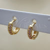 Oro Laminado Huggie Hoop, Gold Filled Style with Pink Micro Pave, Polished, Golden Finish, 02.195.0111.6.10
