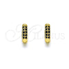 Oro Laminado Huggie Hoop, Gold Filled Style with Black Micro Pave, Polished, Golden Finish, 02.195.0111.7.10