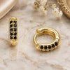 Oro Laminado Huggie Hoop, Gold Filled Style with Black Micro Pave, Polished, Golden Finish, 02.195.0111.7.10