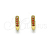 Oro Laminado Huggie Hoop, Gold Filled Style with Garnet Micro Pave, Polished, Golden Finish, 02.195.0110.2.10