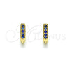 Oro Laminado Huggie Hoop, Gold Filled Style with Sapphire Blue Micro Pave, Polished, Golden Finish, 02.195.0110.3.10