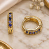 Oro Laminado Huggie Hoop, Gold Filled Style with Dark Amethyst Micro Pave, Polished, Golden Finish, 02.195.0110.5.10