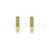 Oro Laminado Huggie Hoop, Gold Filled Style with Aqua Blue Micro Pave, Polished, Golden Finish, 02.195.0110.8.10