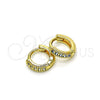 Oro Laminado Huggie Hoop, Gold Filled Style with Aqua Blue Micro Pave, Polished, Golden Finish, 02.195.0110.8.10