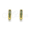 Oro Laminado Huggie Hoop, Gold Filled Style with Green Micro Pave, Polished, Golden Finish, 02.195.0106.2.10