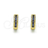 Oro Laminado Huggie Hoop, Gold Filled Style with Sapphire Blue Micro Pave, Polished, Golden Finish, 02.195.0106.3.10
