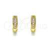 Oro Laminado Huggie Hoop, Gold Filled Style with Pink Micro Pave, Polished, Golden Finish, 02.195.0106.4.10