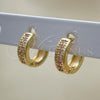 Oro Laminado Huggie Hoop, Gold Filled Style with Pink Micro Pave, Polished, Golden Finish, 02.195.0106.4.10