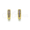 Oro Laminado Huggie Hoop, Gold Filled Style with Dark Amethyst Micro Pave, Polished, Golden Finish, 02.195.0106.5.10