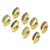 Oro Laminado Huggie Hoop, Gold Filled Style with Garnet Micro Pave, Polished, Golden Finish, 02.195.0106.6.10