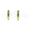 Oro Laminado Huggie Hoop, Gold Filled Style with Green Micro Pave, Polished, Golden Finish, 02.195.0105.3.10