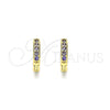 Oro Laminado Huggie Hoop, Gold Filled Style with Dark Amethyst Micro Pave, Polished, Golden Finish, 02.195.0105.4.10