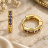 Oro Laminado Huggie Hoop, Gold Filled Style with Dark Amethyst Micro Pave, Polished, Golden Finish, 02.195.0105.4.10