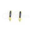 Oro Laminado Huggie Hoop, Gold Filled Style with Sapphire Blue Micro Pave, Polished, Golden Finish, 02.195.0105.6.10