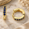 Oro Laminado Huggie Hoop, Gold Filled Style with Sapphire Blue Micro Pave, Polished, Golden Finish, 02.195.0105.6.10