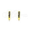 Oro Laminado Huggie Hoop, Gold Filled Style with Black Micro Pave, Polished, Golden Finish, 02.195.0105.7.10