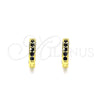 Oro Laminado Huggie Hoop, Gold Filled Style with Black Micro Pave, Polished, Golden Finish, 02.195.0105.7.10