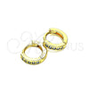 Oro Laminado Huggie Hoop, Gold Filled Style with Aqua Blue Micro Pave, Polished, Golden Finish, 02.195.0105.8.10