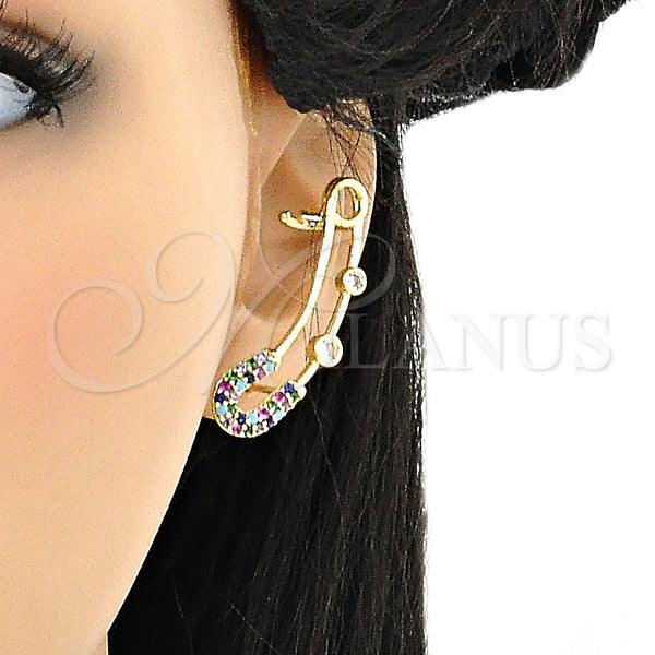 Gold Filled Ring — Earcuff Paperclip Design with Multicolor Micro Pave and — alternate product view — SKU 148533 | Oro Laminado anillo — Earcuff Paperclip diseño with Multicolor Micro Pave and — SKU 148533