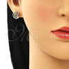 Oro Laminado Earcuff, Gold Filled Style Paperclip Design, with Multicolor Micro Pave and White Cubic Zirconia, Polished, Golden Finish, 02.210.0710