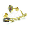 Oro Laminado Earcuff, Gold Filled Style Paperclip Design, with Multicolor Micro Pave and White Cubic Zirconia, Polished, Golden Finish, 02.210.0710