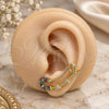 Oro Laminado Earcuff, Gold Filled Style Paperclip Design, with Multicolor Micro Pave and White Cubic Zirconia, Polished, Golden Finish, 02.210.0710