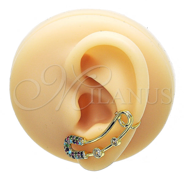 Gold Filled Ring — Earcuff Paperclip Design with Multicolor Micro Pave and — main product view — SKU 148533 | Oro Laminado anillo — Earcuff Paperclip diseño with Multicolor Micro Pave and — SKU 148533