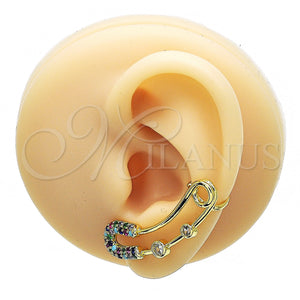Gold Filled Ring — Earcuff Paperclip Design with Multicolor Micro Pave and — main product view — SKU 148533 | Oro Laminado anillo — Earcuff Paperclip diseño with Multicolor Micro Pave and — SKU 148533