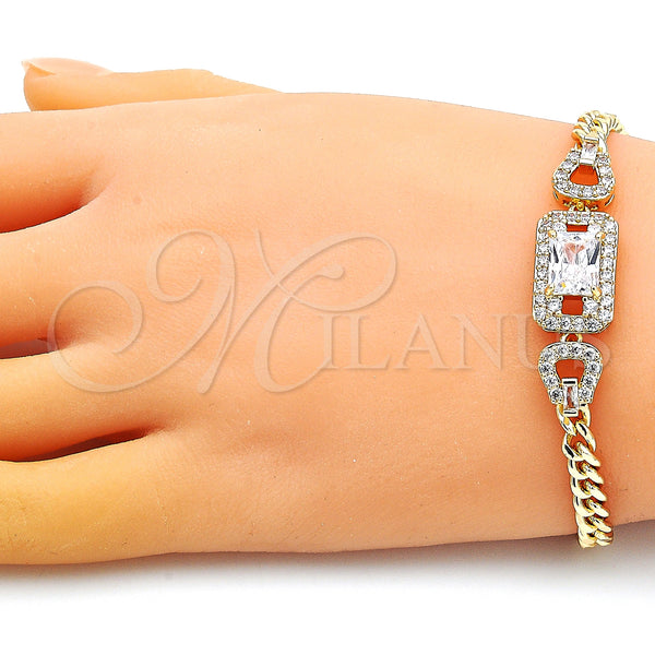 Gold Filled Bracelet — Fancy Bracelet Belt Buckle and Miami Cuban Design — alternate product view — SKU 148537 | Oro Laminado brazalete — elegante Bracelet Belt Buckle and Miami Cuban diseño — SKU 148537