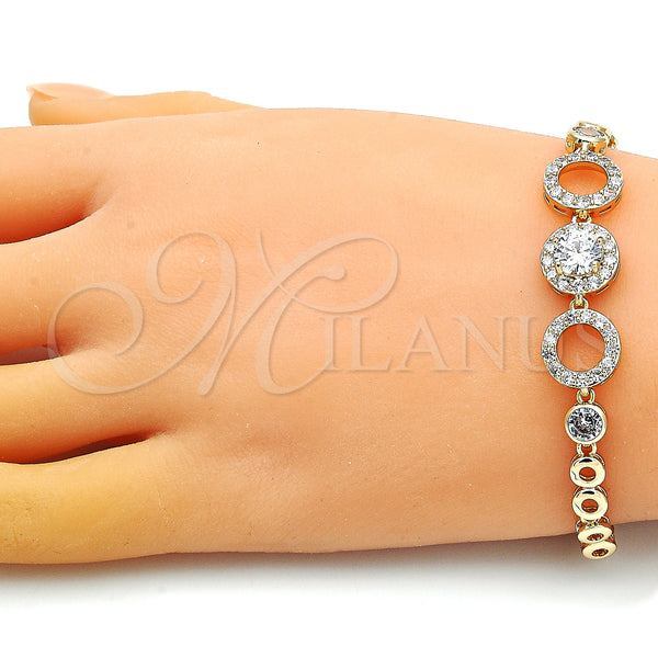 Gold Filled Bracelet — Fancy Bracelet Cluster Design with White Cubic Zirconia — alternate product view — SKU 148538 | Oro Laminado brazalete — elegante Bracelet Cluster diseño with blanco Cubic Zirconia — SKU 148538