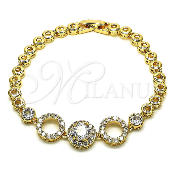 Gold Filled Bracelet — Fancy Bracelet Cluster Design with White Cubic Zirconia — main product view — SKU 148538 | Oro Laminado brazalete — elegante Bracelet Cluster diseño with blanco Cubic Zirconia — SKU 148538