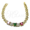 Oro Laminado Fancy Bracelet, Gold Filled Style with Multicolor Cubic Zirconia and White Micro Pave, Polished, Golden Finish, 03.283.0210.07 (07 MM Thickness, 7 Inches Length)