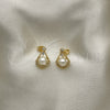 Oro Laminado Stud Earring, Gold Filled Style with Ivory Pearl and White Micro Pave, Polished, Golden Finish, 02.156.0654