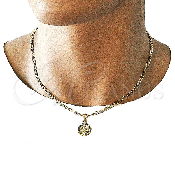 Gold Filled Bracelet — Necklace and Bracelet Money Sign and Figaro Design — alternate product view — SKU 148574 | Oro Laminado brazalete — Necklace and Bracelet Money Sign and Figaro diseño — SKU 148574