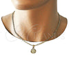 Oro Laminado Necklace and Bracelet, Gold Filled Style Money Sign and Figaro Design, Polished, Golden Finish, 06.63.0258