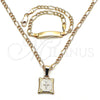 Oro Laminado Necklace and Bracelet, Gold Filled Style Cross and Figaro Design, Polished, Golden Finish, 06.63.0259
