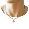 Oro Laminado Necklace and Bracelet, Gold Filled Style Money Sign Design, Polished, Golden Finish, 06.63.0263