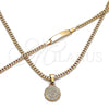 Oro Laminado Necklace and Bracelet, Gold Filled Style Money Sign Design, Polished, Golden Finish, 06.63.0263