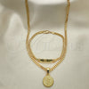 Oro Laminado Necklace and Bracelet, Gold Filled Style Money Sign Design, Polished, Golden Finish, 06.63.0263