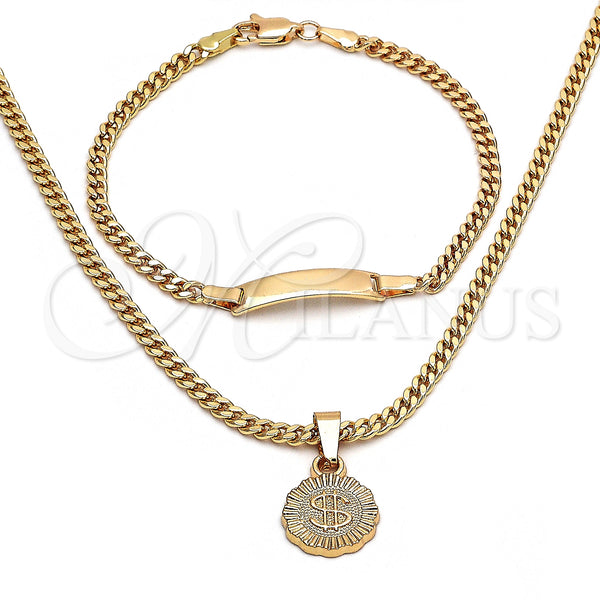 Gold Filled Bracelet — Necklace and Bracelet Money Sign Design Polished 06.63. — main product view — SKU 148579 | Oro Laminado brazalete — Necklace and Bracelet Money Sign diseño pulido 06.63. — SKU 148579