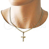 Oro Laminado Necklace and Bracelet, Gold Filled Style Crucifix and Miami Cuban Design, Polished, Golden Finish, 06.63.0265