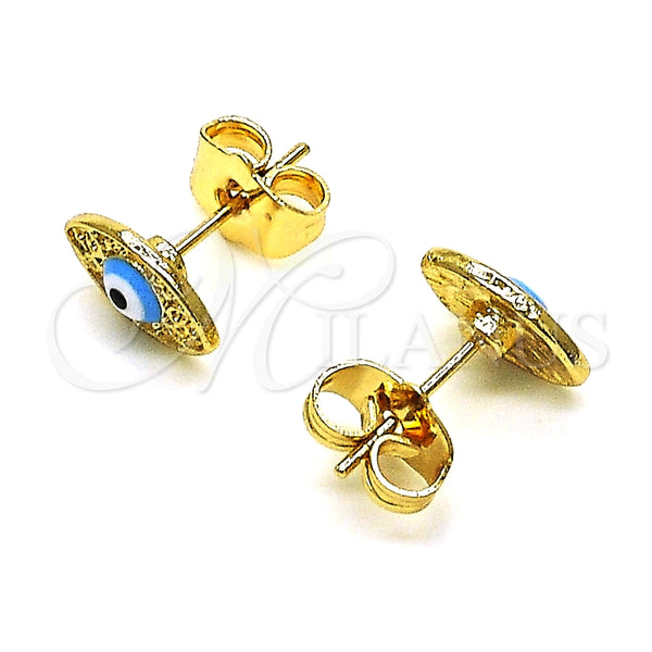 Gold Filled Ring — Stud Earring Evil Eye Design Azul claro Enamel — alternate product view — SKU 148582 | Oro Laminado anillo — Stud Earring Evil Eye diseño Azul claro Enamel — SKU 148582