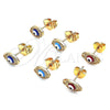 Oro Laminado Stud Earring, Gold Filled Style Evil Eye Design, Azul claro Enamel Finish, Golden Finish, 02.213.0398.1