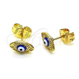 Gold Filled Ring — Stud Earring Evil Eye Design Blue Enamel 02. — main product view — SKU 148583 | Oro Laminado anillo — Stud Earring Evil Eye diseño Blue Enamel 02. — SKU 148583