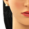 Oro Laminado Stud Earring, Gold Filled Style Elephant Design, Polished, Golden Finish, 02.213.0401