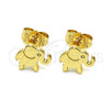Oro Laminado Stud Earring, Gold Filled Style Elephant Design, Polished, Golden Finish, 02.213.0401
