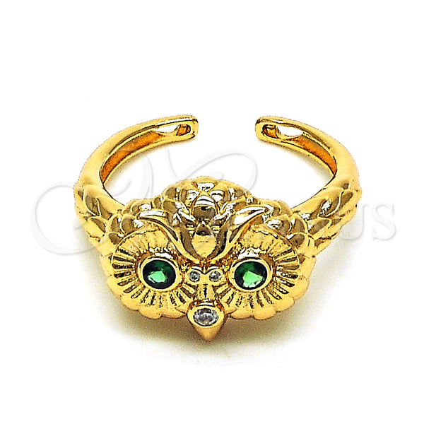 Gold Filled Ring — Multi Stone Ring Owl Design with Green and — main product view — SKU 148585 | Oro Laminado anillo — Multi Stone Ring Owl diseño with Green and — SKU 148585