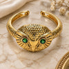 Oro Laminado Multi Stone Ring, Gold Filled Style Owl Design, with Green Cubic Zirconia, Polished, Golden Finish, 01.213.0031 (One size fits all)