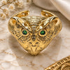 Oro Laminado Multi Stone Ring, Gold Filled Style Owl Design, with Green Cubic Zirconia, Polished, Golden Finish, 01.213.0032 (One size fits all)